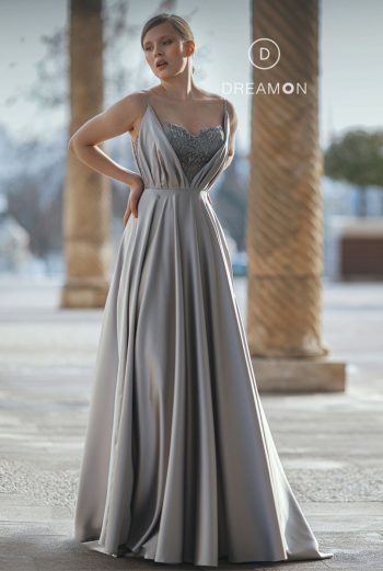 Askılı, İpek Saten A Kesim Abiye Modeli