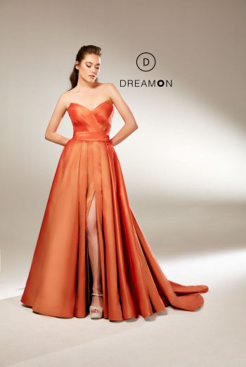 Straplez, Tafta Saten, Yırtmaçlı Abiye Modeli