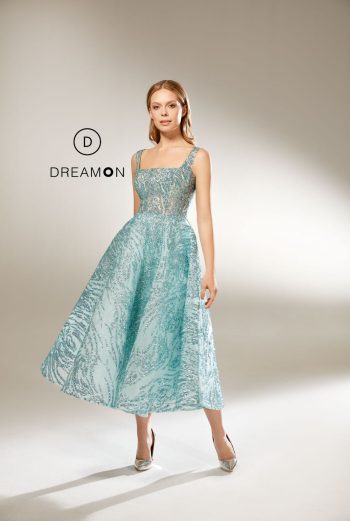 Sandık Yaka, Kloş Etekli, Midi Boy Abiye Modeli